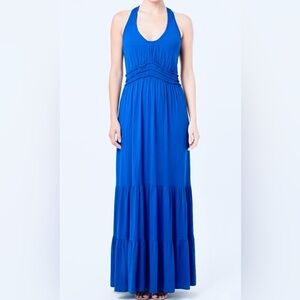 Signature by Sangria Halter Maxi Dress Royal Blue size Small